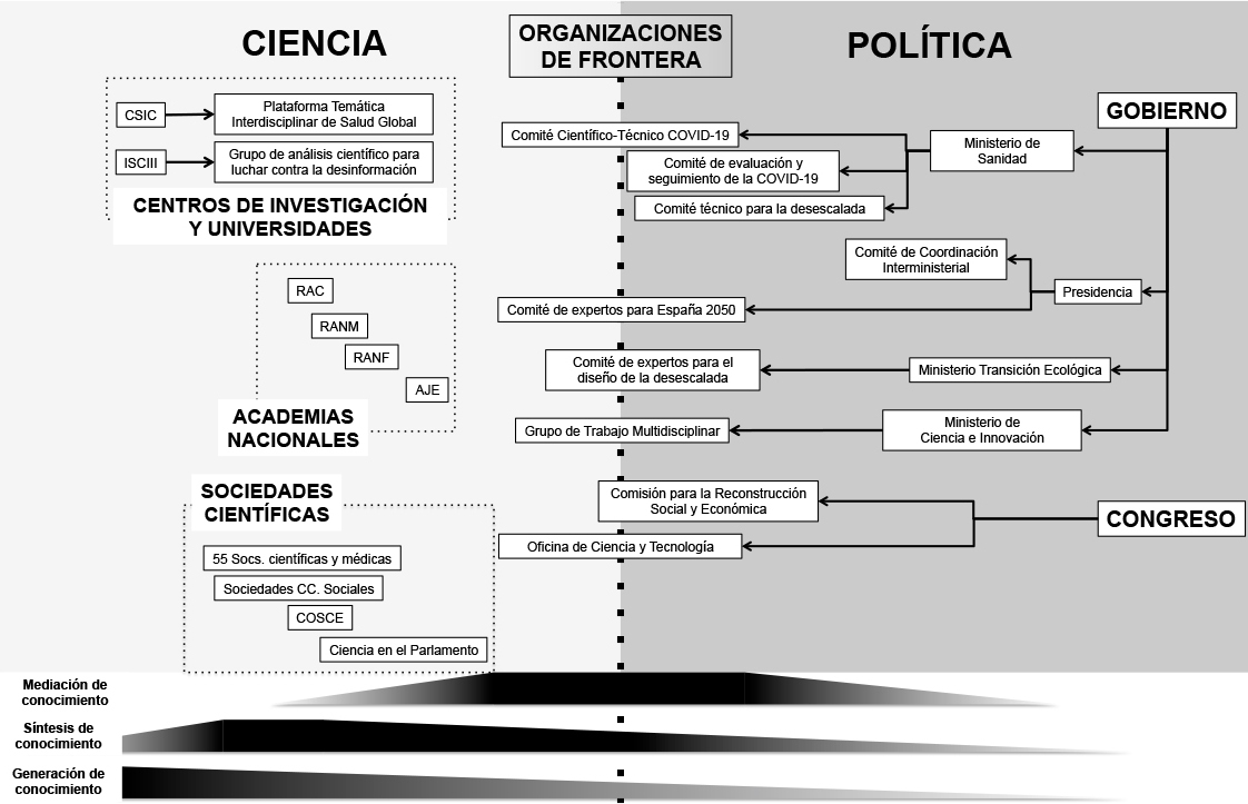 Figura 2. Ecosistema de ciencia para la política en España durante la COVID-19