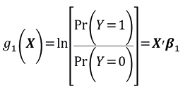 Ecuación (1) de definición del modelo de regresión logística multinomial