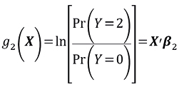 Ecuación (1) de definición del modelo de regresión logística multinomial (fin)