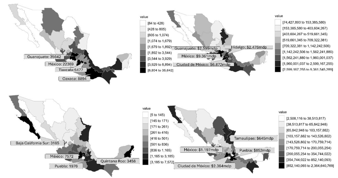 Figura 1. Distribución geográfica de los montos pagados con el fondo